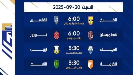 4 مواجهات “مثيرة” في الجولة الثانية من دوري نجوم العراق اليوم