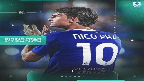 نيكو باز يتوج بجائزة أفضل لاعب واعد في الكالتشيو ( الدوري الايطالي) لشهر آب