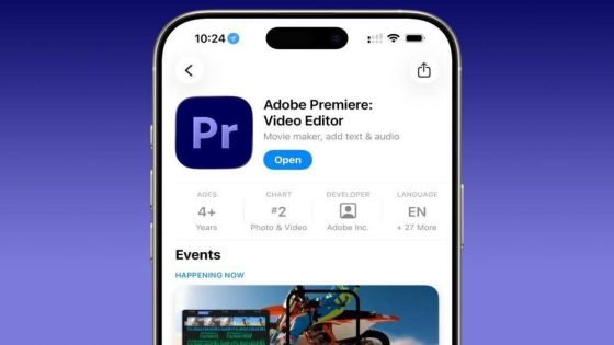 أدوبي تطرح لأول مرة تطبيق Premiere على أجهزة آيفون لمنافسة تطبيقات المونتاج الشهيرة مثل CapCut وEdits.