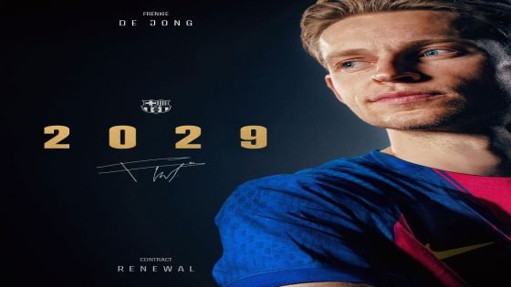 نادي برشلونة يعلن عن تجديد عقد الوسط الهولندي “فرينكي دي يونغ” بعقد يمتد حتى يونيو 2029.
