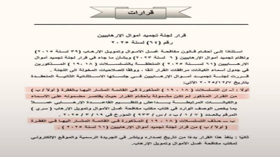 رسمياً.. رفع حزب الله وأنصار الله من قوائم تجميد أموال الإرهابيين في العراق