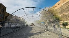 استكمال جميع التحضيرات لمهرجان رأس السنة الجديدة أمام قلعة أربيل.