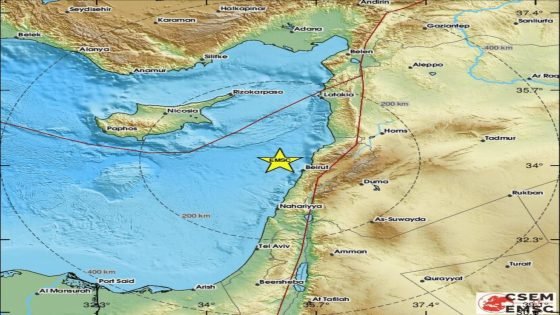 هزة أرضية قوية في لبنان