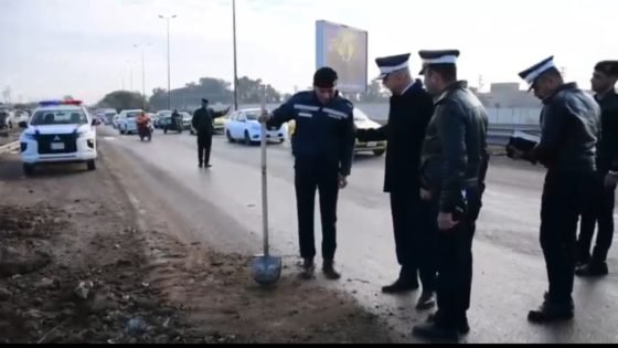 مبادرة إنسانية لمنتسب في المرور تسهم بإعادة انسيابية السير بعد تلوث أحد الشوارع بمواد بناء ومدير المرور العام يوجه بتكريمه تقديراً لجهوده