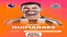 برونو غيماريش يفوز بجائزة افضل لحظة إبداع خلال شهر يناير في البريميرليغ .