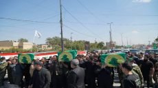 تشييع شهداء اللواء 40 بالحشد الشعبي في العاصمة بغداد الذين ارتقوا إثر العدوان الغادر في منطقة الدبس بمحافظة كركوك