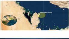 استهداف سفينة قبالة سواحل قطر واندلاع النيران فيها.