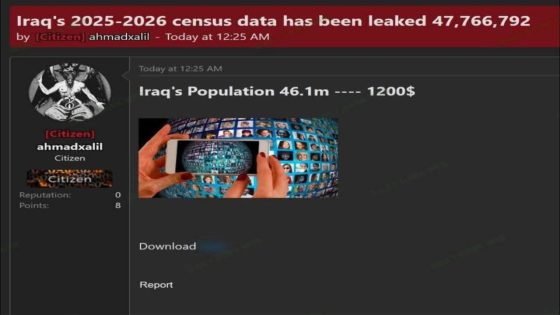 النائب مصطفى سند: معلومات كل الشعب العراقي التي جمعت في الأحصاء السكاني الأخير تباع على الانترنيت بـ 1200 دولار سند يتساءل في منشور له عن الكيفية التي تسربت بها هذه المعلومات