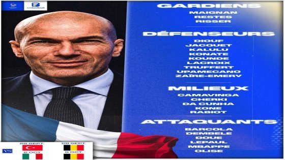 زين الدين زيدان يعلن قائمته الأولى كمدرب للمتتخب الفرنسي في بطولة الأمم الأوروبية.