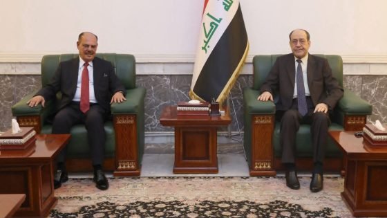 رئيس ائتلاف دولة القانون السيد نوري المالكي يستقبل رئيس اتحاد الصحفيين العرب مؤيد اللامي