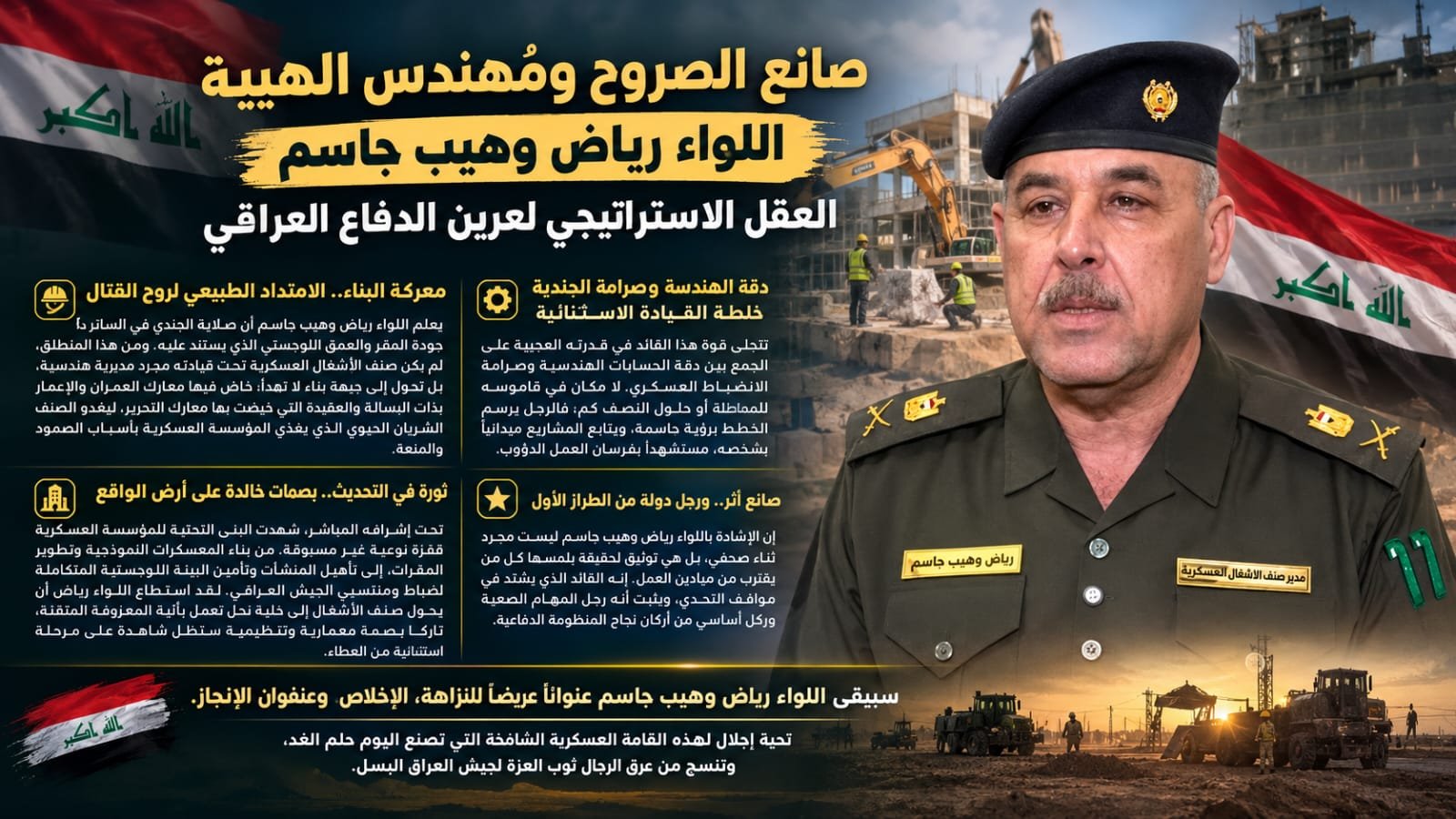صانع الصروح ومُهندس الهيبة: اللواء رياض وهيب جاسم.. العقل الاستراتيجي لعرين الدفاع العراقي