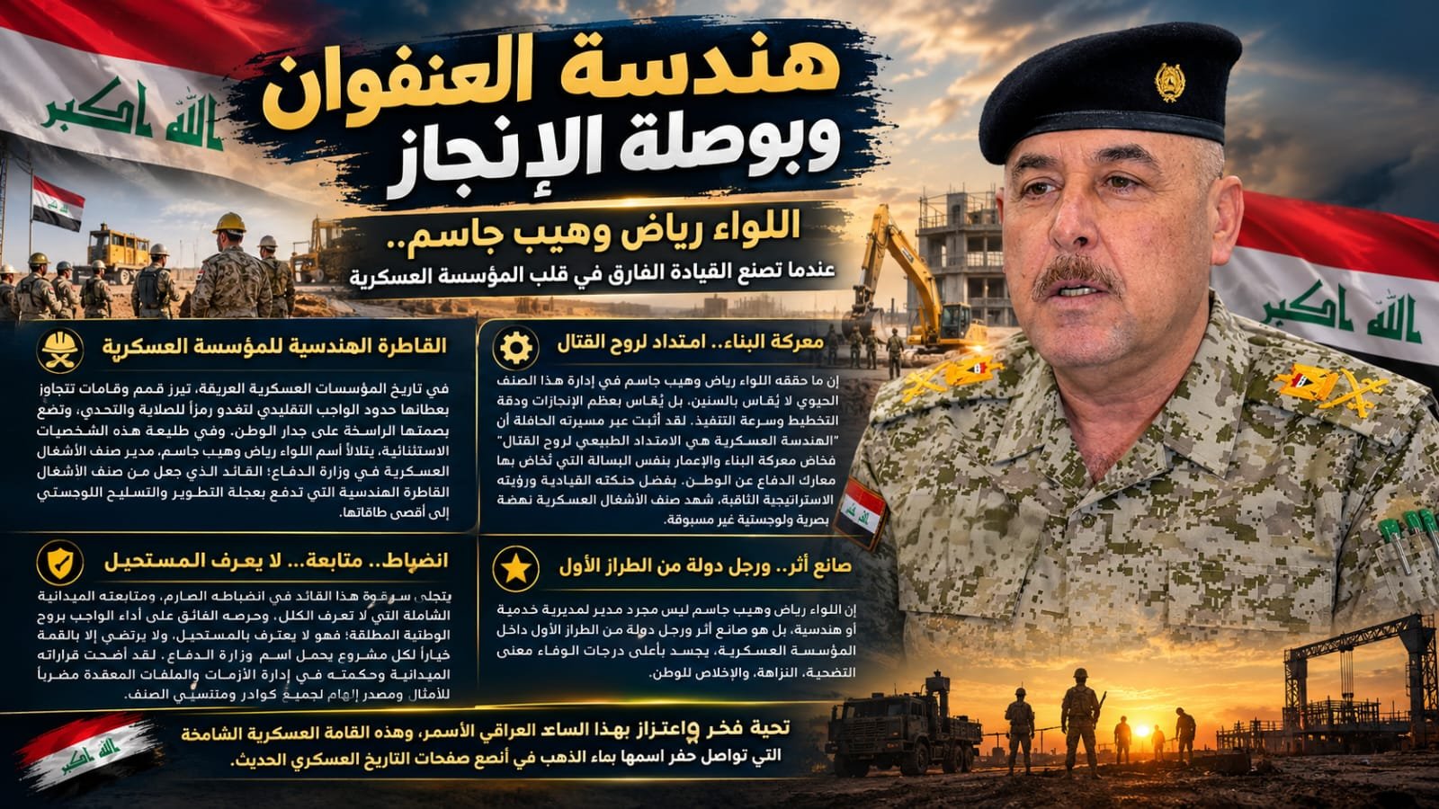 هندسة العنفوان وبوصلة الإنجاز: اللواء رياض وهيب جاسم.. عندما تصنع القيادة الفارق في قلب المؤسسة العسكرية
